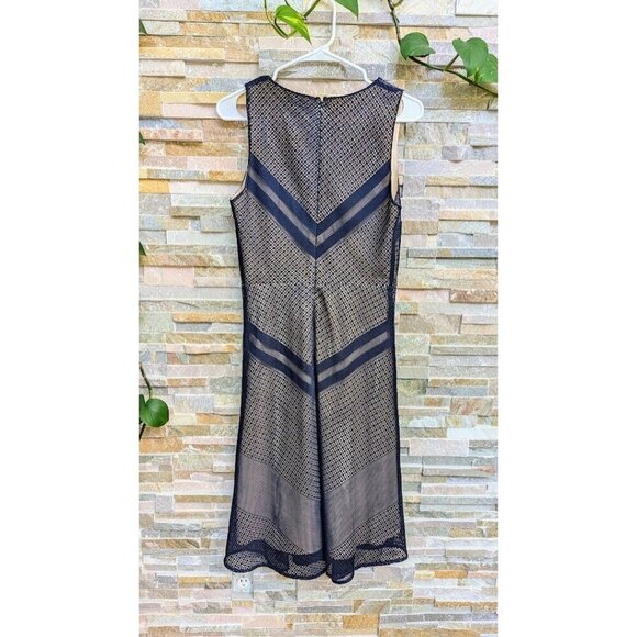 Current Air Dress Lace Sheath Small Midi Lined Geometric Cocktail Chic - Picture 2 of 4